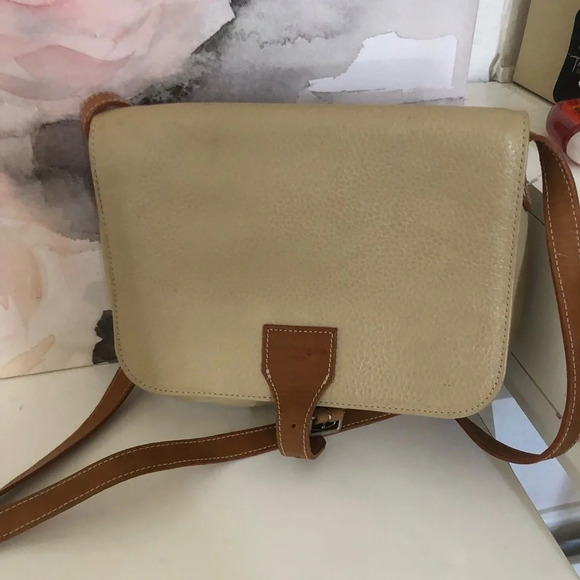 . Vintage Courreges Paris Purse Pebble Leather Crossbody Shoulder Bag Be… - Picture 1 of 10
